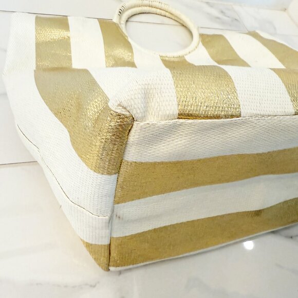 Shiraleah Chicago Mirage Tote - GOLD & WHITE Stripe - Picture 7 of 13
